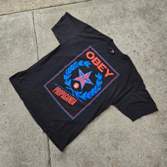 Vtg Y2k OBEY Propaganda Andre The Giant Star Logo Graphic Skate Tee Shirt XL - Picture 2 of 6